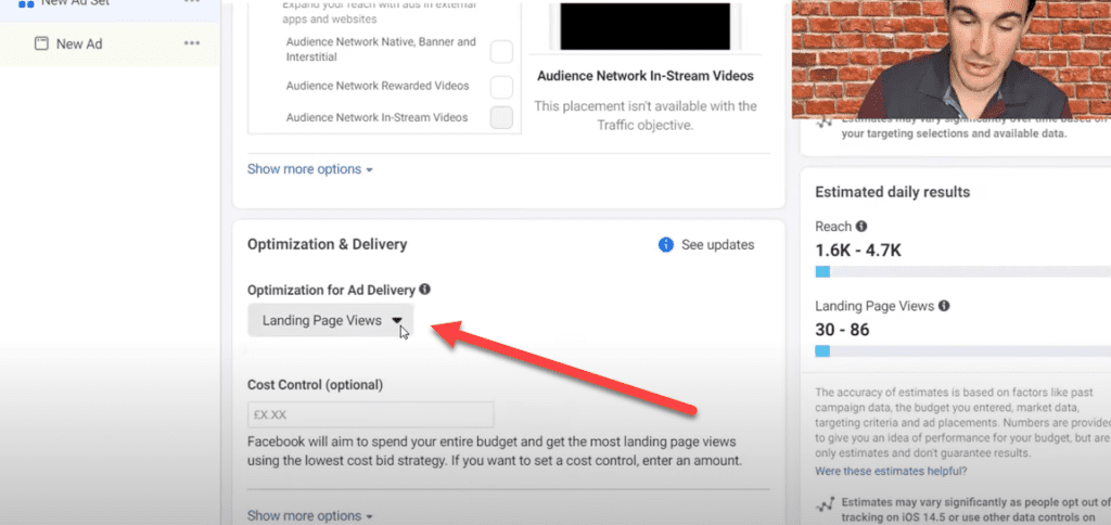 change optimization and delivery to landing page views